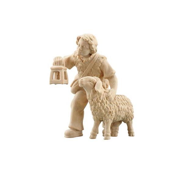 ZI Boy with sheep and lantern    - natural wood