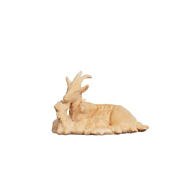 ZI Goat lying with 2 kids - natural wood