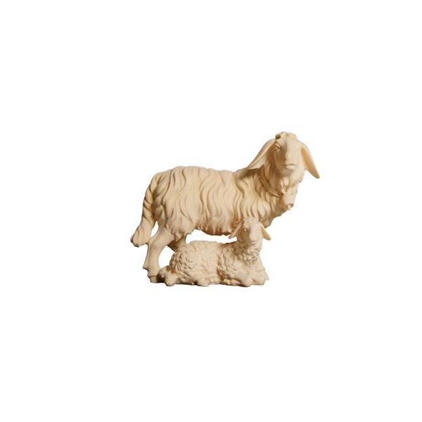 ZI Sheep standing with lamb  - natural wood