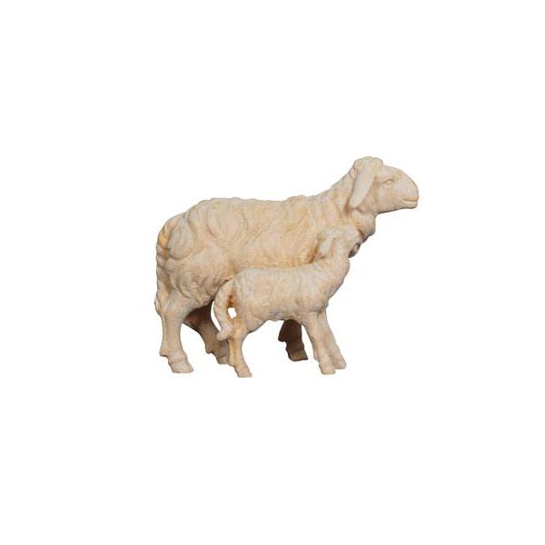 ZI Sheep with lamb standing - natural wood