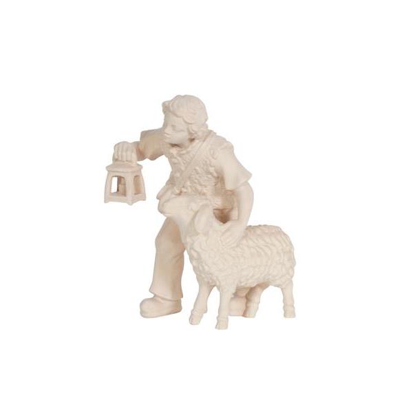 RA Boy with sheep and lantern - natural wood