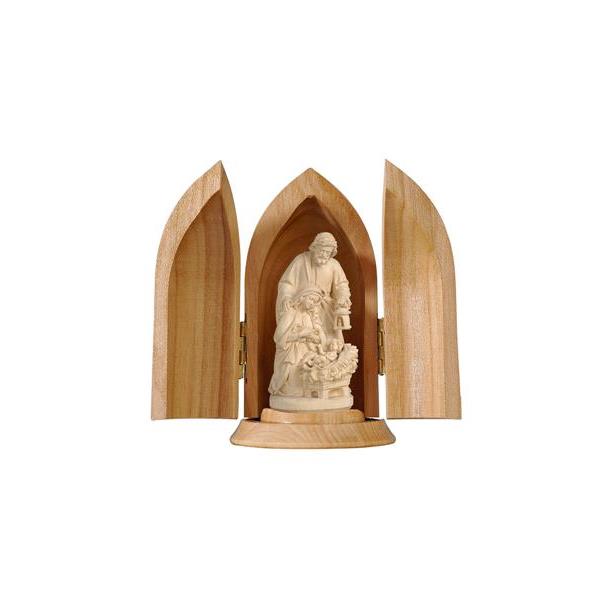 Holy Night crib in niche - natural wood