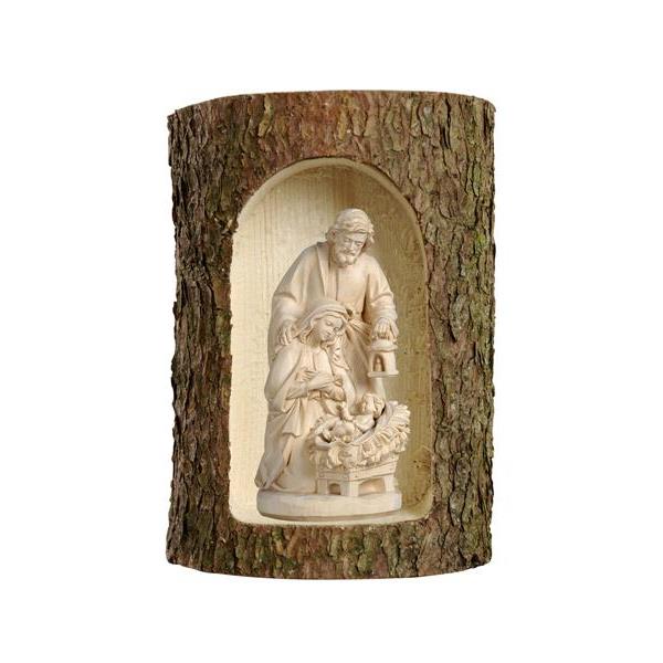 Holy Night crib in a tree trunk - natural wood