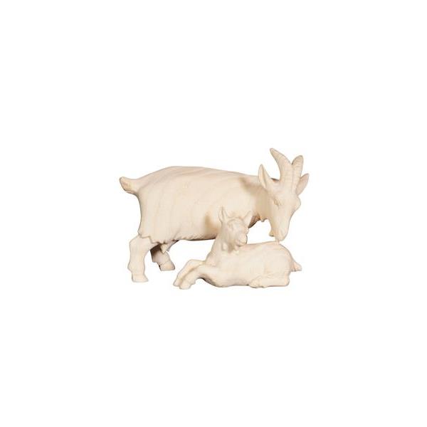 PE Goat with kid - natural wood