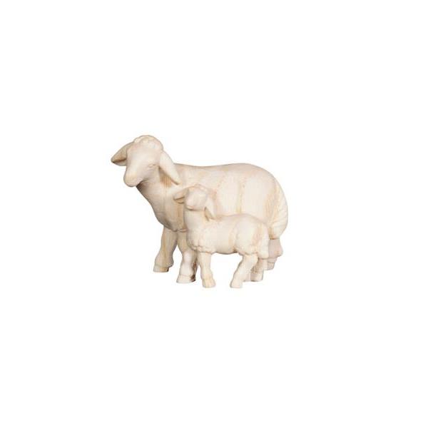 PE Sheep with lamb standing - natural wood