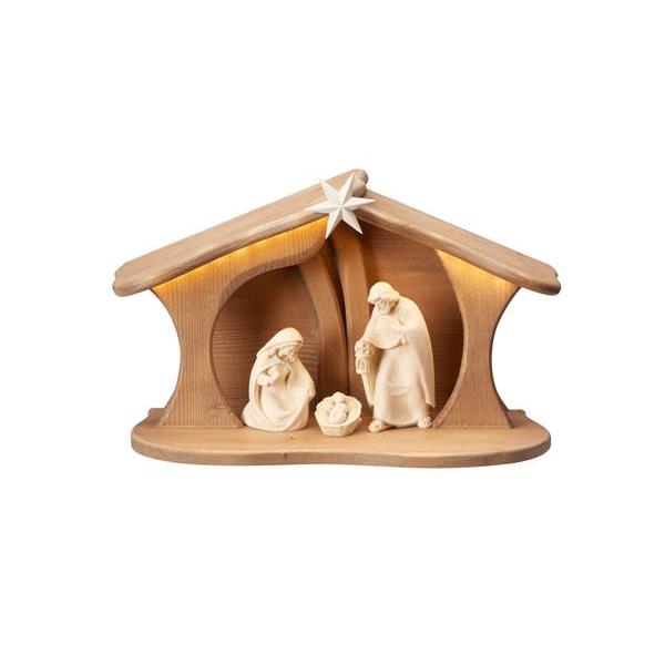 PE Nativity Set 5 pcs-stable Luce for Holy Family Led - natural wood