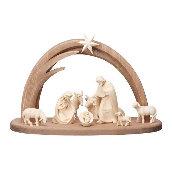 PE Nativity Set 10 pcs. - Stable Leonardo - natural wood