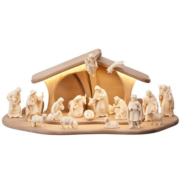 PE Nativity set 20 pcs-Stable Luce with Led - natural wood
