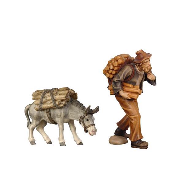 KO Shepherd with wood with donkey with wood - colored
