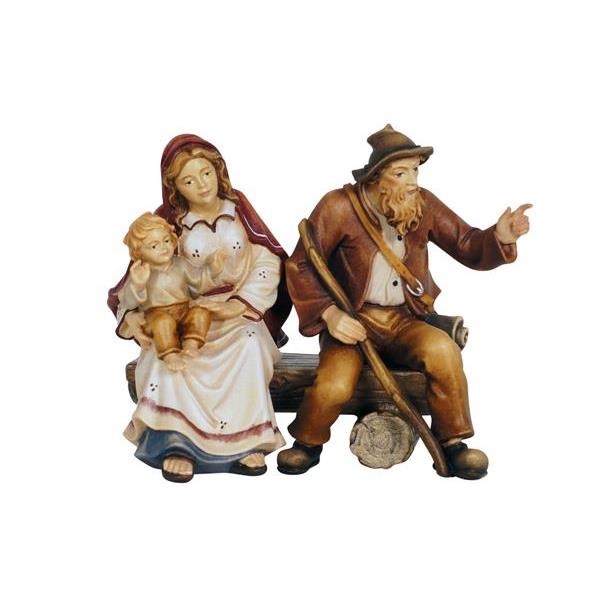 Shepherdess with child and shepherd on bench - colored