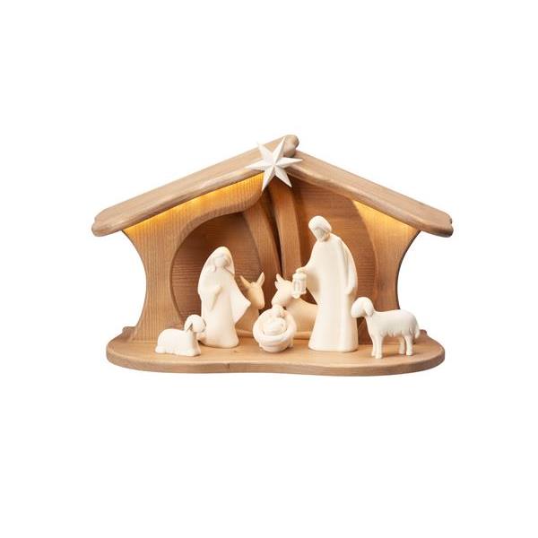 LE Nativity Set 9 pcs-stable Luce for Holy Family Led - natural wood
