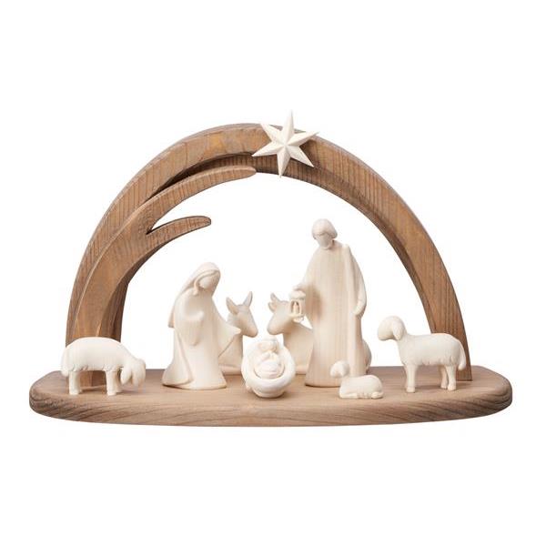 LE Nativity Set 10 pcs. - Stable Leonardo - natural wood