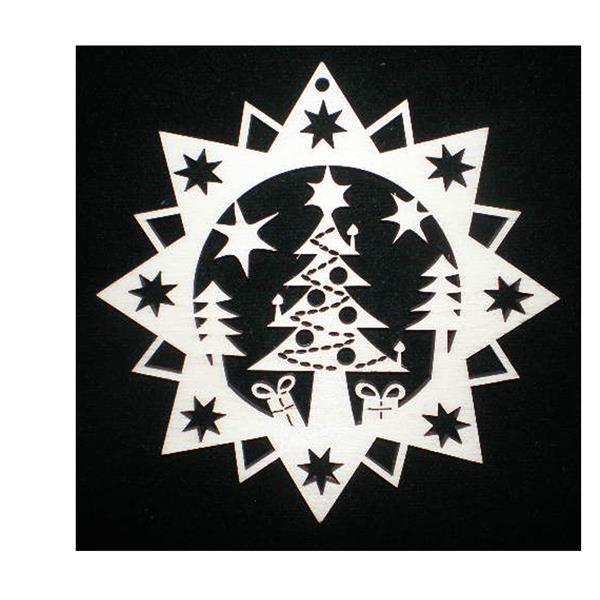 Star with Christmas tree - natural wood
