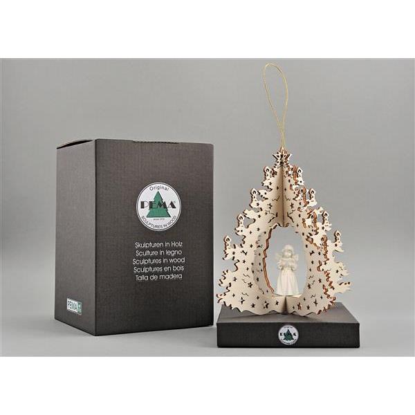 Christmas tree with Bell angel standing with notes - nat.+box