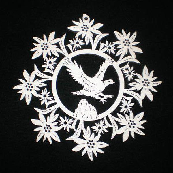 Edelweiss with eagle - natural wood
