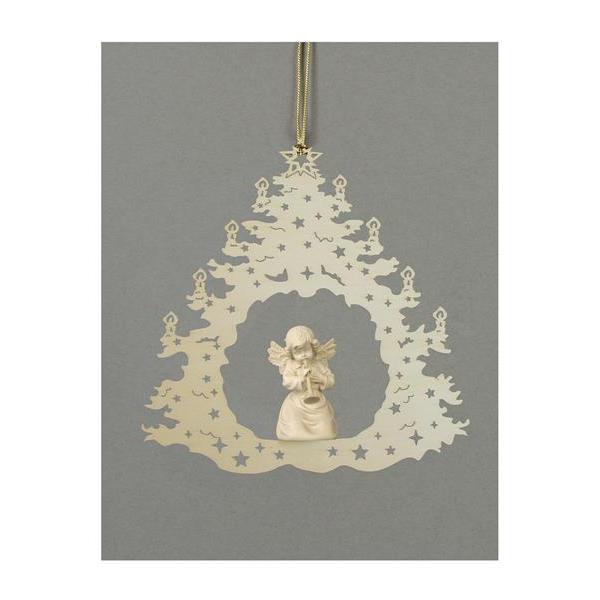 Christmas tree-Bell angel with trumpet - natural wood