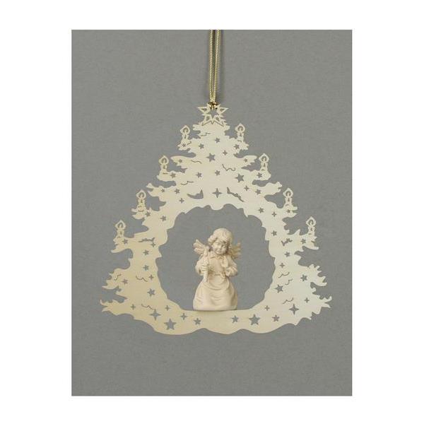Christmas tree-Bell angel with candle - natural wood