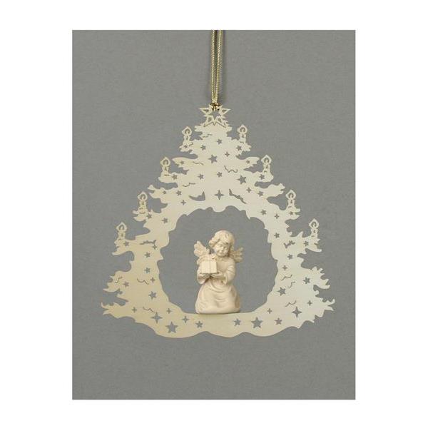 Christmas tree-Bell angel with parcel - natural wood