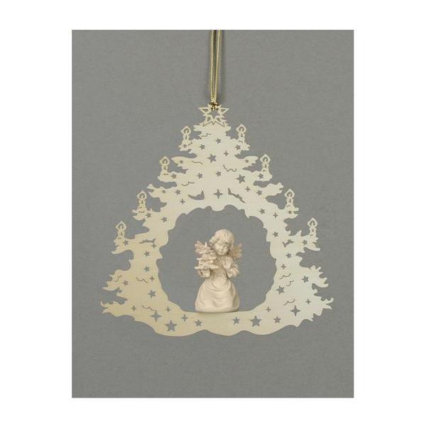 Christmas tree-Bell angel with tree - natural wood