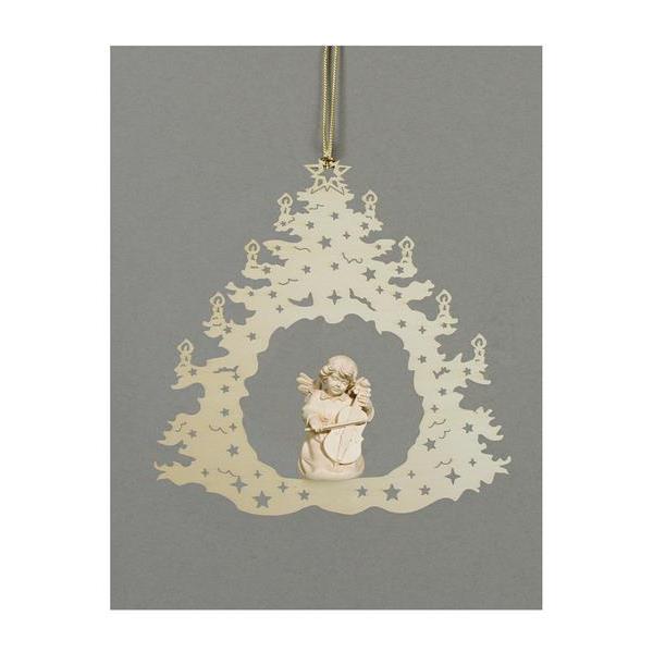 Christmas tree-Bell angel with double-bass - natural wood