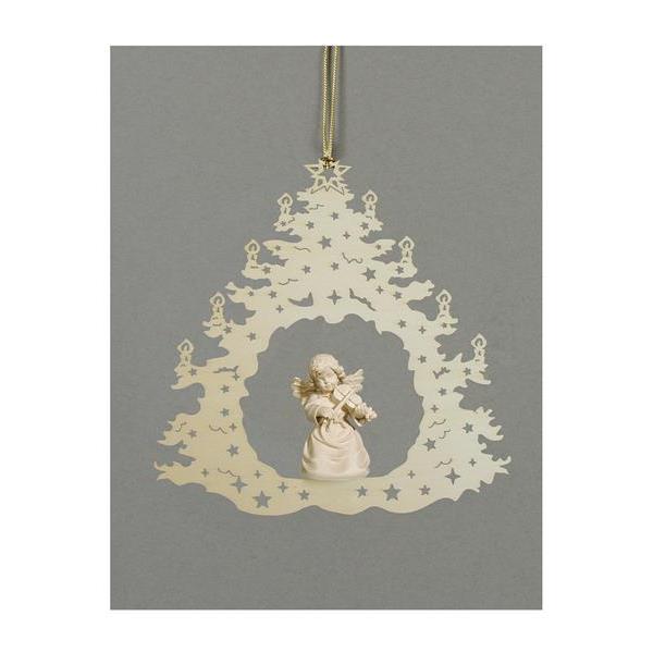 Christmas tree-Bell angel with violin - natural wood