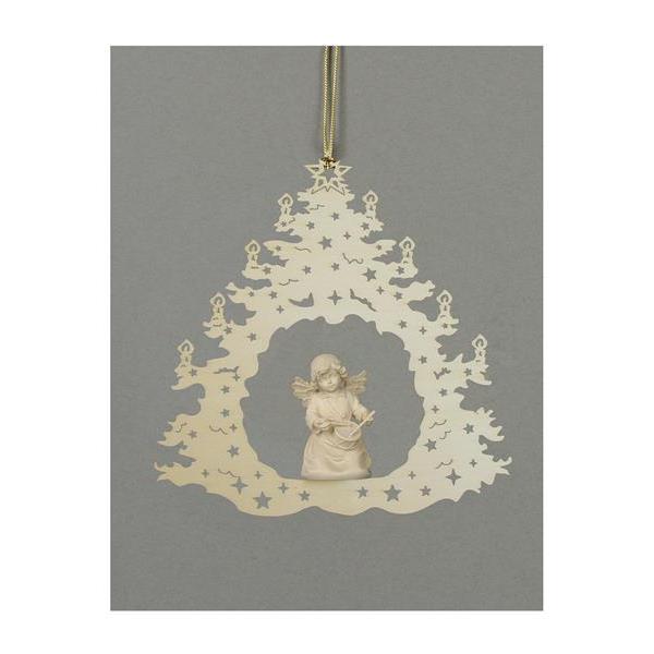 Christmas tree-Bell angel with drum - natural wood