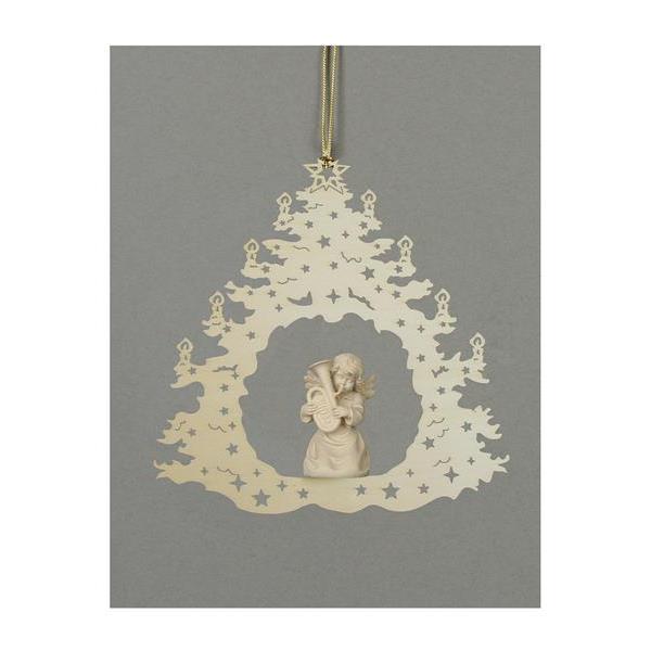 Christmas tree-Bell angel with tuba - natural wood