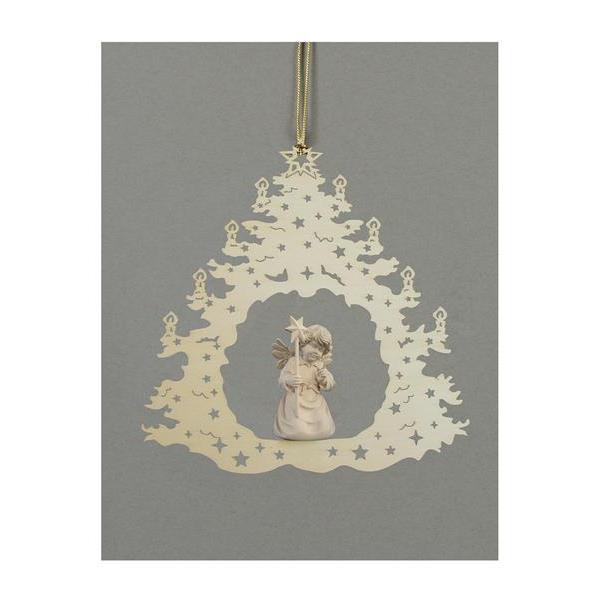 Christmas tree-Bell angel with star - natural wood