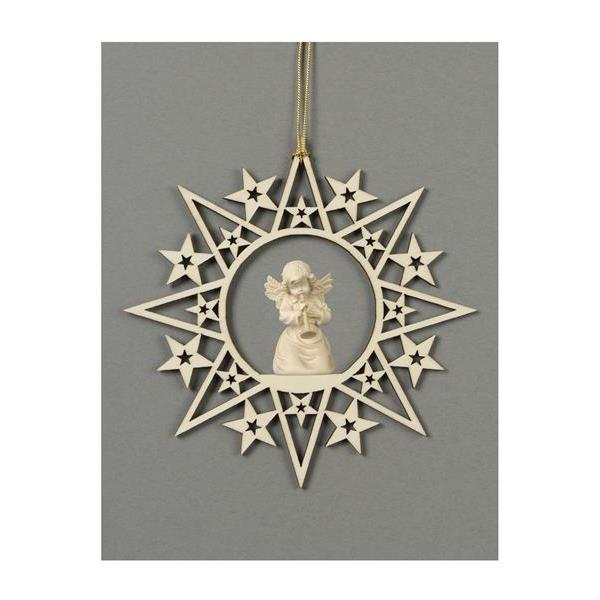 Star with stars-Bell angel with trumpet - natural wood
