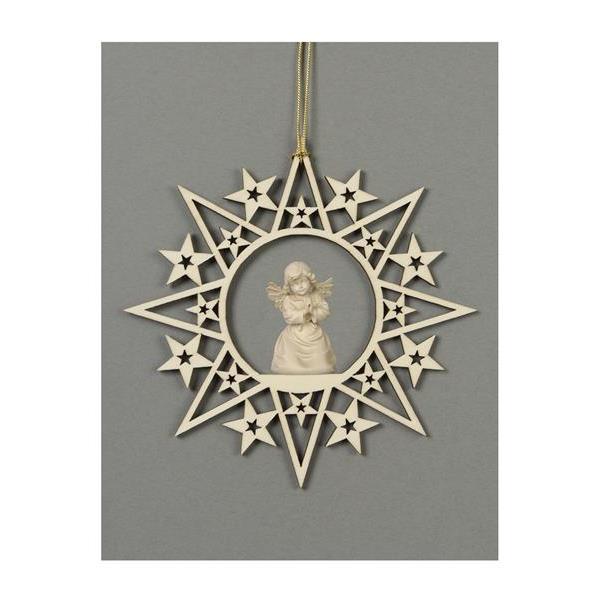 Star with stars-Bell angel praying - natural wood