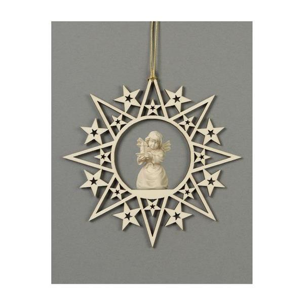 Star with stars-Bell angel with candle-carrier - natural wood