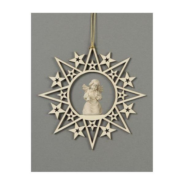 Star with stars-Bell angel with bell - natural wood