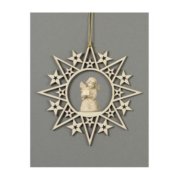 Star with stars-Bell angel with parcel - natural wood
