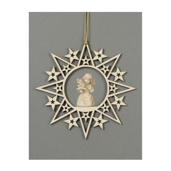Star with stars-Bell angel with tree - natural wood