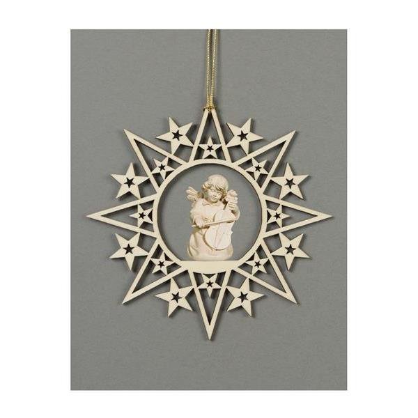 Star with stars-Bell angel with double-bass - natural wood