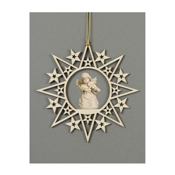 Star with stars-Bell angel with violin - natural wood