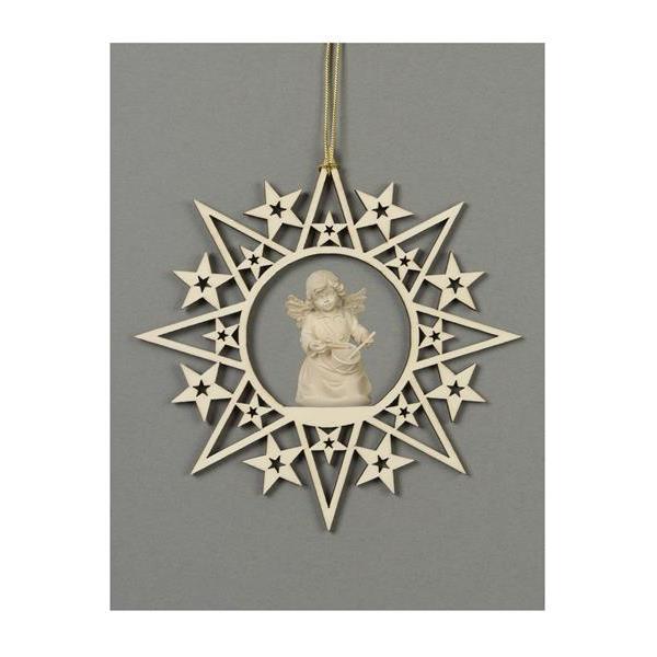 Star with stars-Bell angel with drum - natural wood