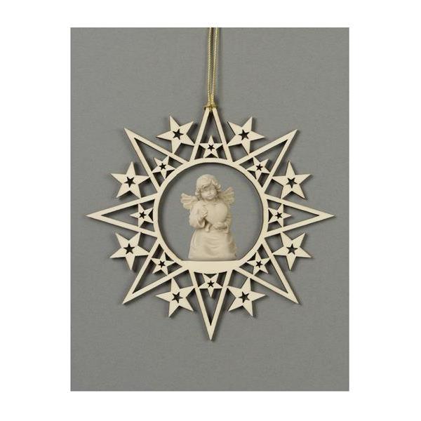 Star with stars-Bell angel with heart - natural wood