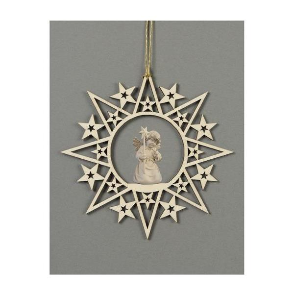 Star with stars-Bell angel with star - natural wood
