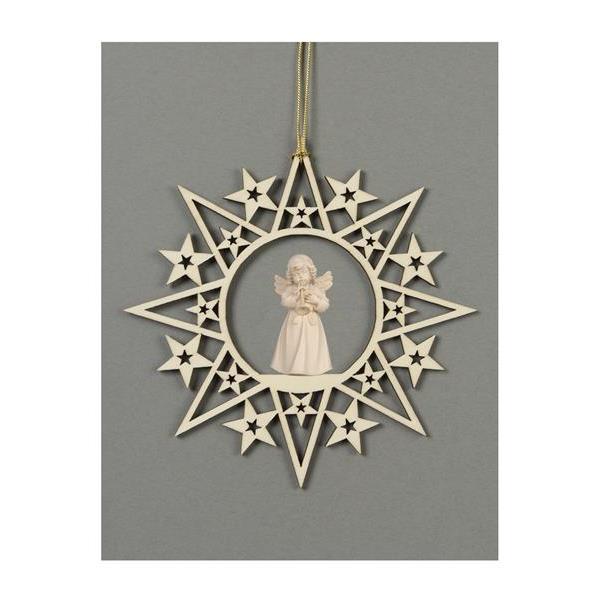 Star with stars-Bell ang.stand.with trumpet - natural wood