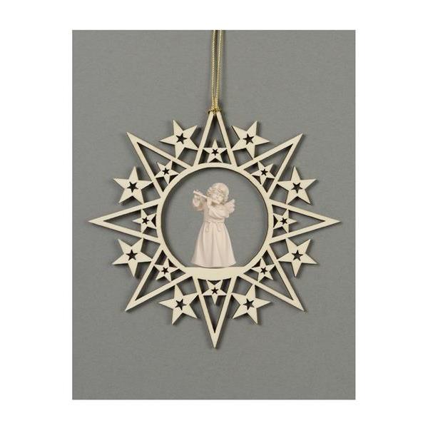 Star with stars-Bell ang.stand.with flute - natural wood
