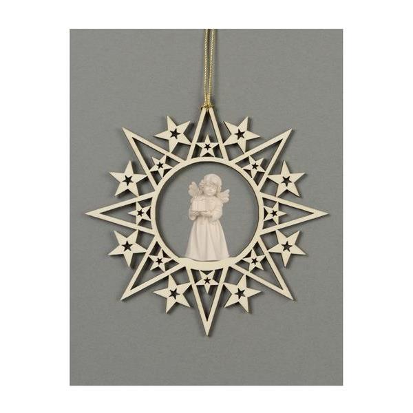 Star with stars-Bell ang.stand.with parcel - natural wood