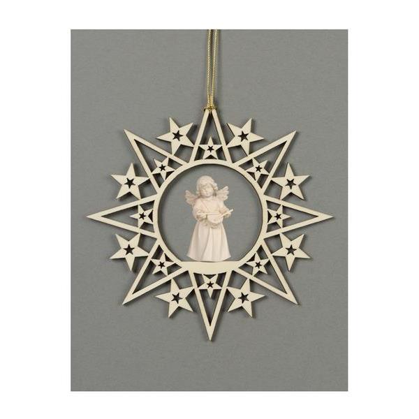 Star with stars-Bell ang.stand.with drum - natural wood