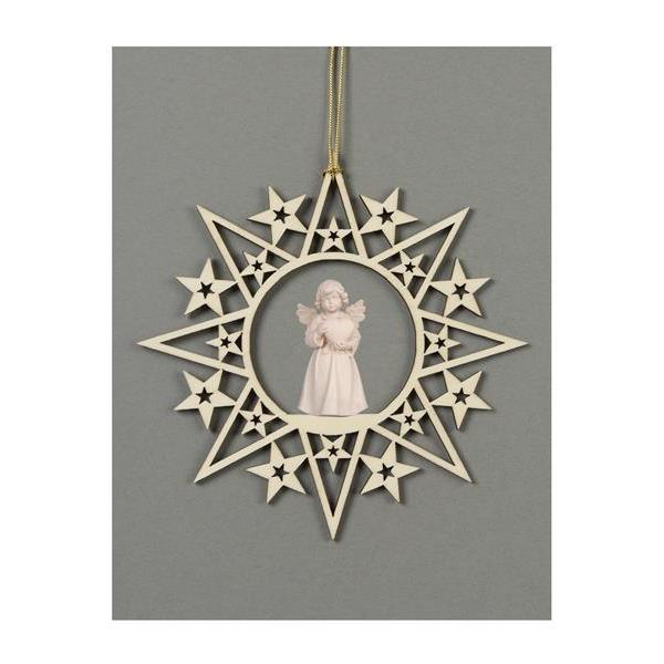 Star with stars-Bell ang.stand.with heart - natural wood