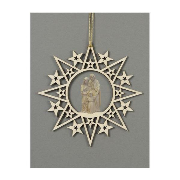 Star with stars-H.Fam.+Jesus child - natural wood