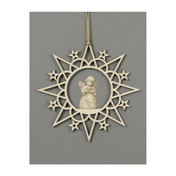 Star with clouds-Bell angel with notes - natural wood