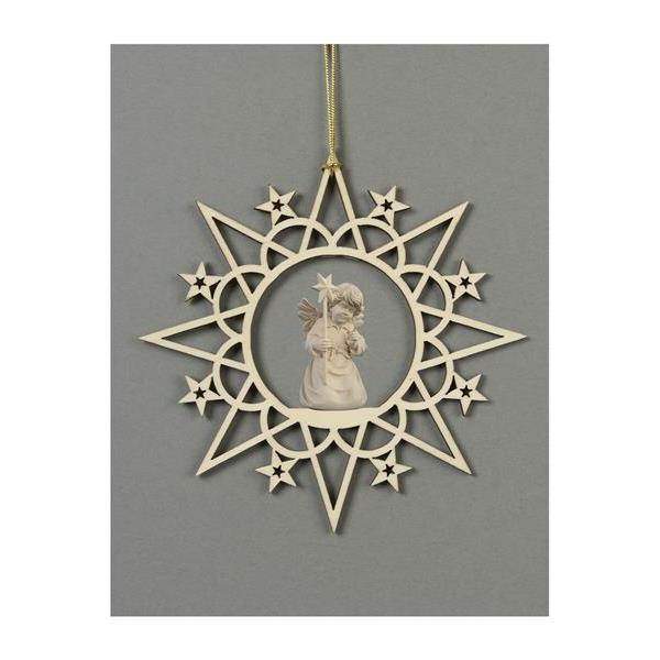Star with clouds-Bell angel with star - natural wood