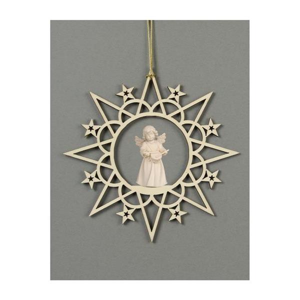 Star with clouds-Bell ang.stand.with drum - natural wood