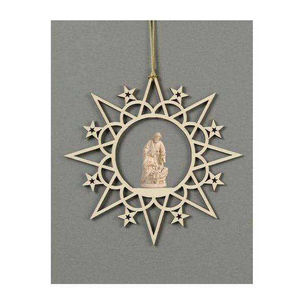 Star with clouds-Holy Night crib - natural wood