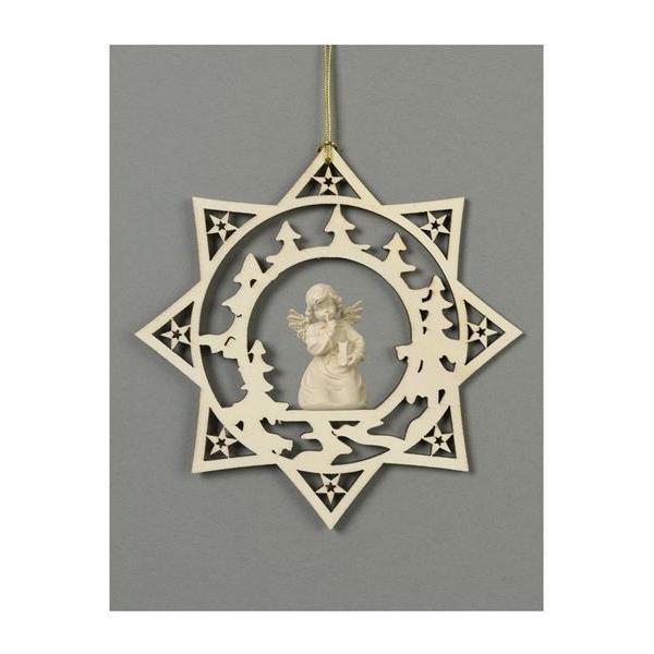 Star with trees-Bell angel with book - natural wood